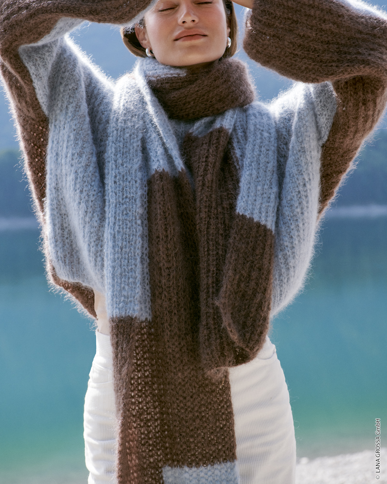 Strickset Schal Im Halbpatent Aus Mohair Moda Von Lana Grossa